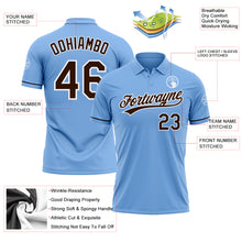 Load image into Gallery viewer, Custom Light Blue Brown-White Performance Vapor Golf Polo Shirt