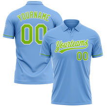 Load image into Gallery viewer, Custom Light Blue Neon Green-White Performance Vapor Golf Polo Shirt
