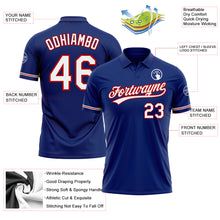 Laden Sie das Bild in den Galerie-Viewer, Custom Royal White-Red Performance Vapor Golf Polo Shirt