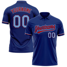 Charger l'image dans la galerie, Custom Royal Light Blue-Red Performance Vapor Golf Polo Shirt