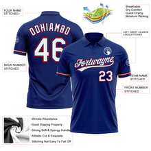 Laden Sie das Bild in den Galerie-Viewer, Custom Royal White-Red Performance Vapor Golf Polo Shirt