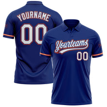 Загрузить изображение в средство просмотра галереи, Custom Royal White-Orange Performance Vapor Golf Polo Shirt