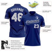 Laden Sie das Bild in den Galerie-Viewer, Custom Royal Gray-Navy Performance Vapor Golf Polo Shirt