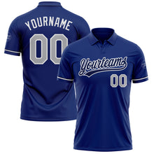 Laden Sie das Bild in den Galerie-Viewer, Custom Royal Gray-Navy Performance Vapor Golf Polo Shirt
