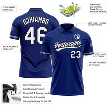 Load image into Gallery viewer, Custom Royal White-Black Performance Vapor Golf Polo Shirt