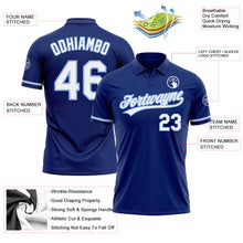 Charger l'image dans la galerie, Custom Royal White-Light Blue Performance Vapor Golf Polo Shirt