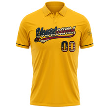 Загрузить изображение в средство просмотра галереи, Custom Gold Vintage USA Flag-Black Performance Vapor Golf Polo Shirt
