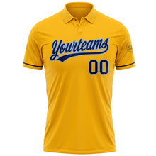 Загрузить изображение в средство просмотра галереи, Custom Gold Navy-Light Blue Performance Vapor Golf Polo Shirt