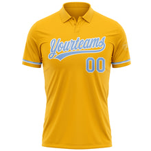 Загрузить изображение в средство просмотра галереи, Custom Gold Light Blue-White Performance Vapor Golf Polo Shirt