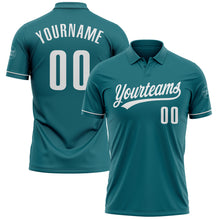 Загрузить изображение в средство просмотра галереи, Custom Teal White Performance Vapor Golf Polo Shirt