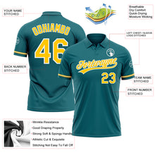Загрузить изображение в средство просмотра галереи, Custom Teal Yellow-White Performance Vapor Golf Polo Shirt