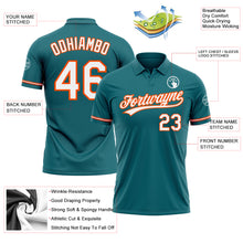 Загрузить изображение в средство просмотра галереи, Custom Teal White-Orange Performance Vapor Golf Polo Shirt