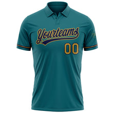 Загрузить изображение в средство просмотра галереи, Custom Teal Old Gold-Navy Performance Vapor Golf Polo Shirt