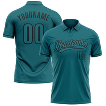 Загрузить изображение в средство просмотра галереи, Custom Teal Black Performance Vapor Golf Polo Shirt