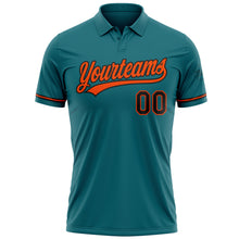 Загрузить изображение в средство просмотра галереи, Custom Teal Black-Orange Performance Vapor Golf Polo Shirt