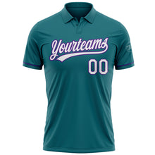 Загрузить изображение в средство просмотра галереи, Custom Teal White-Purple Performance Vapor Golf Polo Shirt