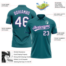 Загрузить изображение в средство просмотра галереи, Custom Teal White-Purple Performance Vapor Golf Polo Shirt