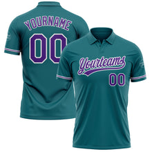 Laden Sie das Bild in den Galerie-Viewer, Custom Teal Purple-White Performance Vapor Golf Polo Shirt