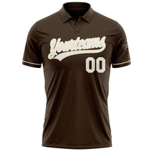 Load image into Gallery viewer, Custom Brown White-Cream Performance Vapor Golf Polo Shirt