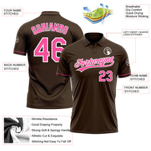 Load image into Gallery viewer, Custom Brown Pink-White Performance Vapor Golf Polo Shirt