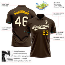 Load image into Gallery viewer, Custom Brown Cream Gold-Teal Performance Vapor Golf Polo Shirt