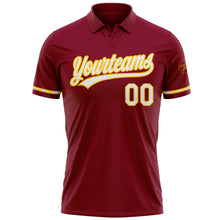 Загрузить изображение в средство просмотра галереи, Custom Crimson White-Yellow Performance Vapor Golf Polo Shirt
