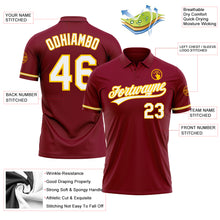 Загрузить изображение в средство просмотра галереи, Custom Crimson White-Yellow Performance Vapor Golf Polo Shirt