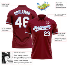 Load image into Gallery viewer, Custom Crimson White-Light Blue Performance Vapor Golf Polo Shirt