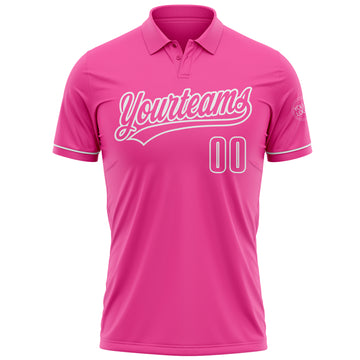 Custom Pink White Performance Vapor Golf Polo Shirt