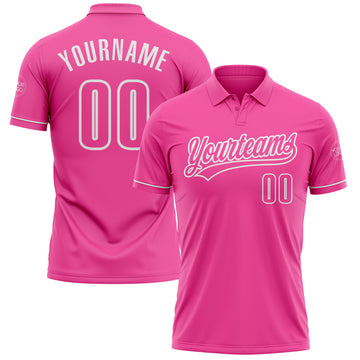 Custom Pink White Performance Vapor Golf Polo Shirt