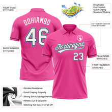 Charger l'image dans la galerie, Custom Pink White Black-Light Blue Performance Vapor Golf Polo Shirt
