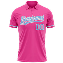 Load image into Gallery viewer, Custom Pink Light Blue-White Performance Vapor Golf Polo Shirt