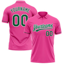 Load image into Gallery viewer, Custom Pink Kelly Green-White Performance Vapor Golf Polo Shirt
