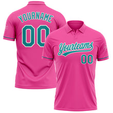 Charger l'image dans la galerie, Custom Pink Teal-White Performance Vapor Golf Polo Shirt
