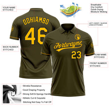 Загрузить изображение в средство просмотра галереи, Custom Olive Gold-Black Performance Vapor Salute To Service Golf Polo Shirt