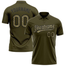 Загрузить изображение в средство просмотра галереи, Custom Olive Camo-Black Performance Vapor Salute To Service Golf Polo Shirt