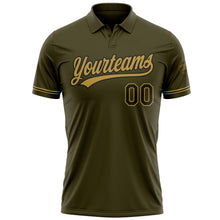 Load image into Gallery viewer, Custom Olive Black-Old Gold Performance Vapor Salute To Service Golf Polo Shirt
