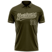 Загрузить изображение в средство просмотра галереи, Custom Olive Cream Performance Vapor Salute To Service Golf Polo Shirt