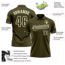 Загрузить изображение в средство просмотра галереи, Custom Olive Cream Performance Vapor Salute To Service Golf Polo Shirt