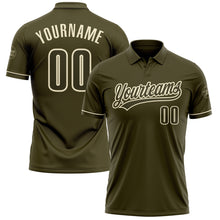Загрузить изображение в средство просмотра галереи, Custom Olive Cream Performance Vapor Salute To Service Golf Polo Shirt