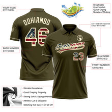 Charger l'image dans la galerie, Custom Olive Vintage USA Flag-Cream Performance Vapor Salute To Service Golf Polo Shirt