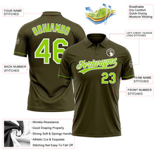 Загрузить изображение в средство просмотра галереи, Custom Olive Neon Green-White Performance Vapor Salute To Service Golf Polo Shirt