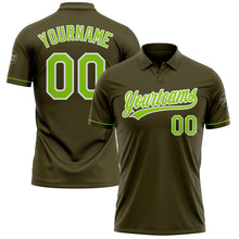 Загрузить изображение в средство просмотра галереи, Custom Olive Neon Green-White Performance Vapor Salute To Service Golf Polo Shirt