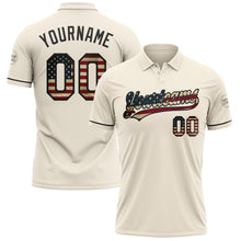 Load image into Gallery viewer, Custom Cream Vintage USA Flag-Black Performance Vapor Golf Polo Shirt