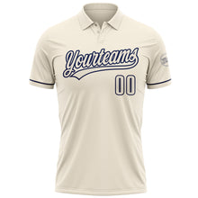 Load image into Gallery viewer, Custom Cream Navy Performance Vapor Golf Polo Shirt