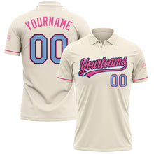 Load image into Gallery viewer, Custom Cream Light Blue Black-Pink Performance Vapor Golf Polo Shirt