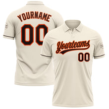 Laden Sie das Bild in den Galerie-Viewer, Custom Cream Brown-Orange Performance Vapor Golf Polo Shirt