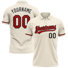 Laden Sie das Bild in den Galerie-Viewer, Custom Cream Red-Black Performance Vapor Golf Polo Shirt