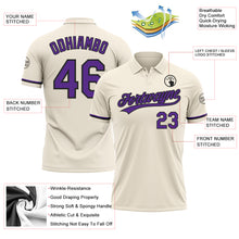 Load image into Gallery viewer, Custom Cream Purple-Black Performance Vapor Golf Polo Shirt