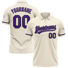 Load image into Gallery viewer, Custom Cream Purple-Black Performance Vapor Golf Polo Shirt